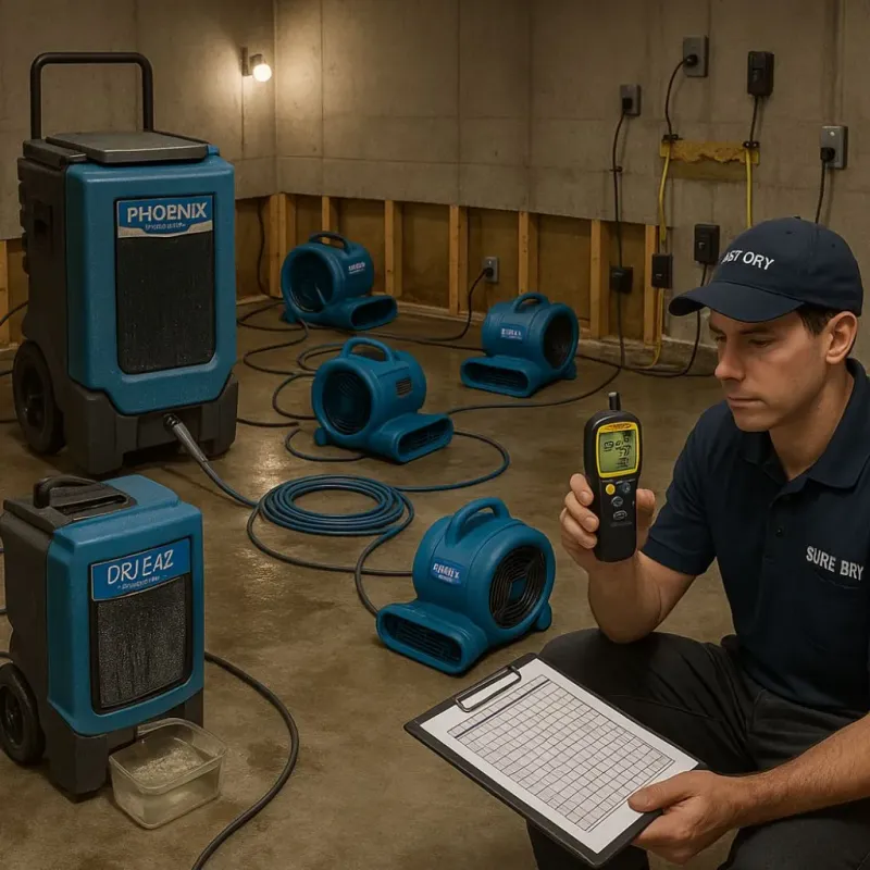 Structural Drying and Dehumidification process in Whitman, MA